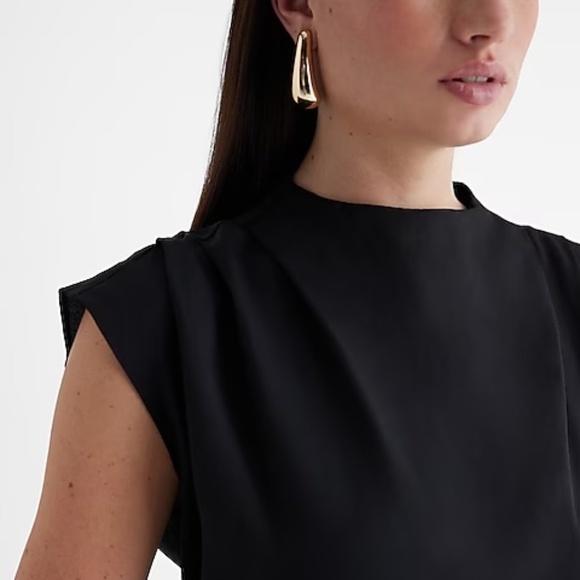 Express Draped Mock Neck Midi Sheath Dress - Picture 1 of 5